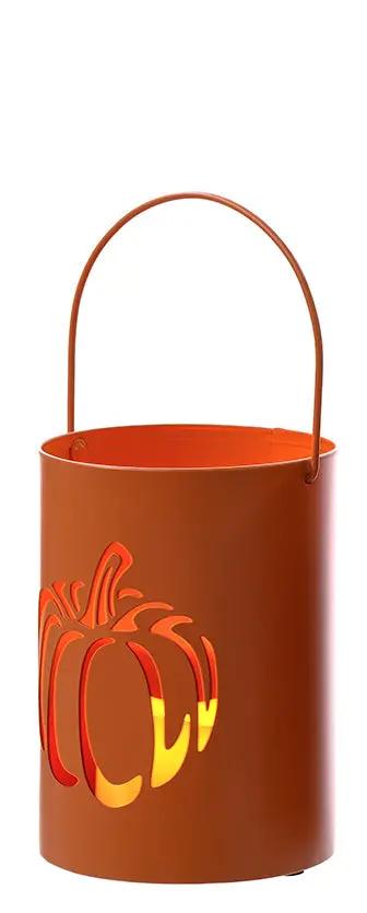 Metal cutout pumpkin candle holder, orange, by Special T