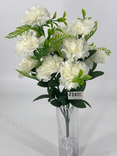 Fortune Carnation Bush Cream 18” - Artificial Flowering Plants Silk