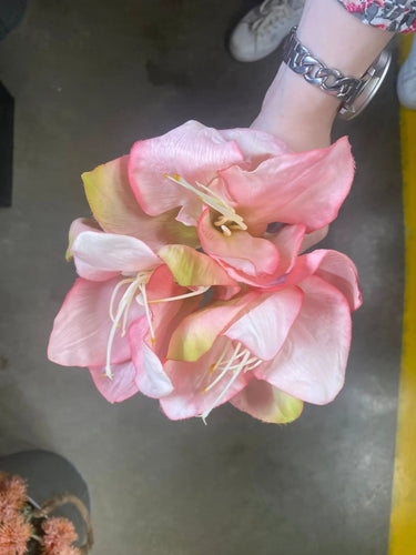 AmBest Amaryllis Bundle 12" Pink - Artificial Flowering Plants Silk