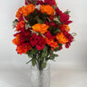 GSC Rose/Hydrangea/Star Flower Mixed Bush Scarlet/Orange 31" - Artificial Flowering Plants Silk