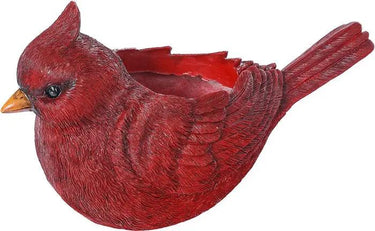 Resin Cardinal Container by Special T, red bird-shaped hollow storage container, 7.75H x 13.75L