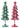 Small Whitewash Tree pair, 21.5in tall, green and red metal trees with star patterns by Special T