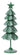 Small whitewash artificial Christmas tree with green star-patterned tiers and a star topper on a green pedestal.