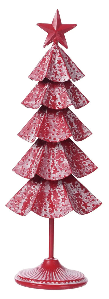 Small Whitewash Tree by Special T, 21.5 inches tall, red star-pattern artificial tree