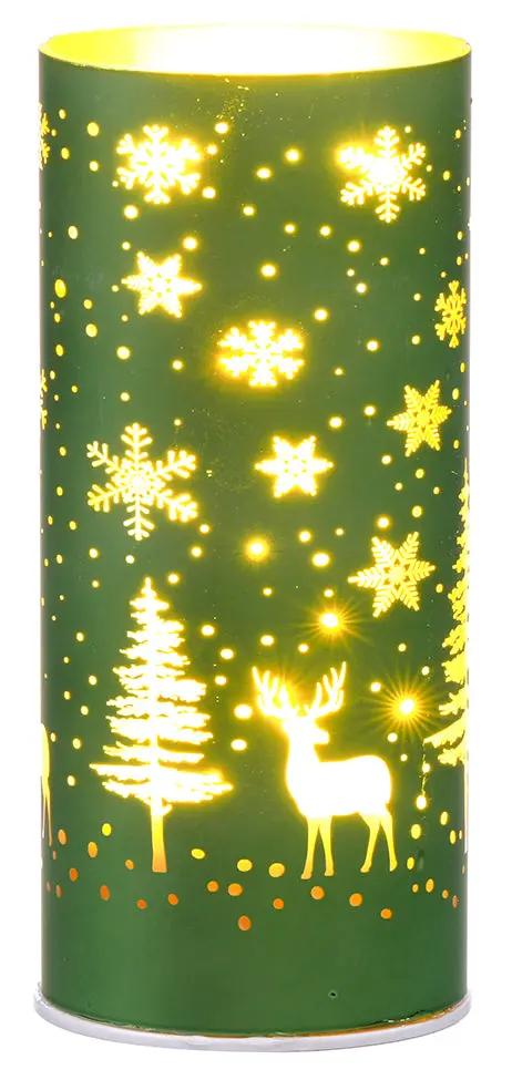 Lit Green Deer/Tree Spinner Hurricane 8"H
