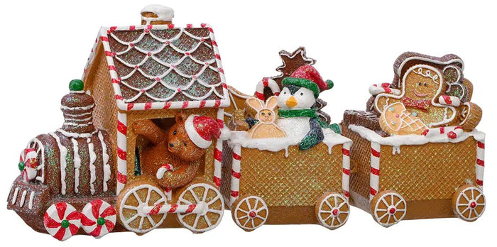 Resin Gingerbread Train 6"H 13"L