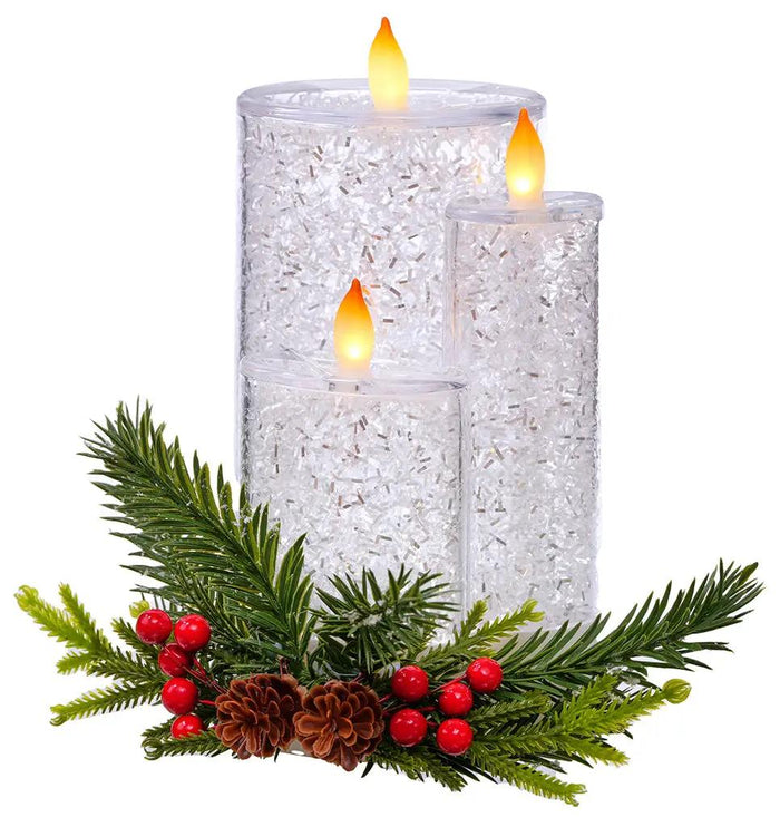 Light Up Acrylic Triple Candle 8" x 5" x 6"