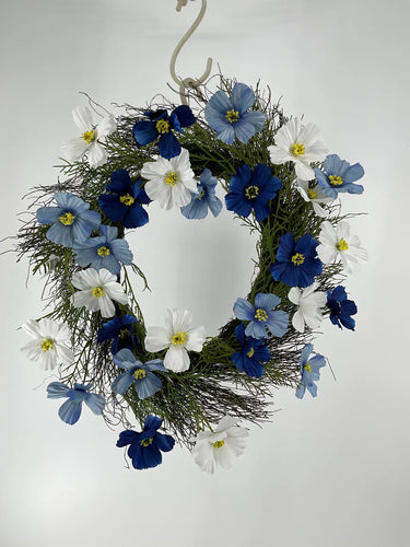 Allstate Cosmos Wreath Two-Tone Blue 24" - Wreaths Silk
