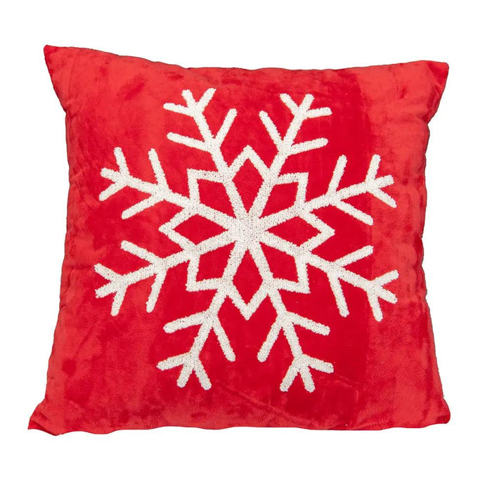 Velvet 3D Embroidered Pillow with Snowflake 18" x 18"H