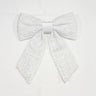 Ivory pearl bow ribbon, 18x24 inches, pearl-embellished with sequins.