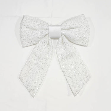Ivory pearl bow ribbon, 18x24 inches, pearl-embellished with sequins.