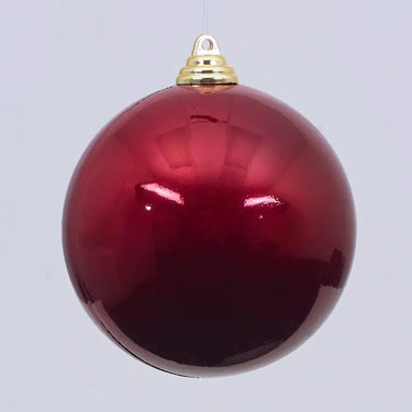Burgundy candy apple ornament, 8 inch, glossy finish with gold cap