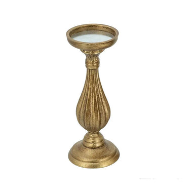 A&B Ornate Wooden Candle Holder with Antique Gold Finish 4.5"D x 11" - Candle Holders Merchandise