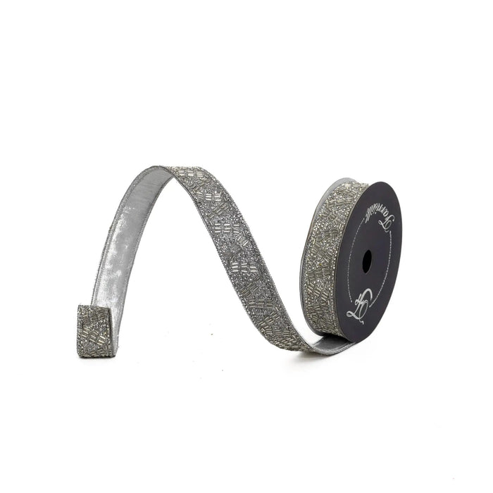 Silver Cleo Diamonds Ribbon 1" x 5yd