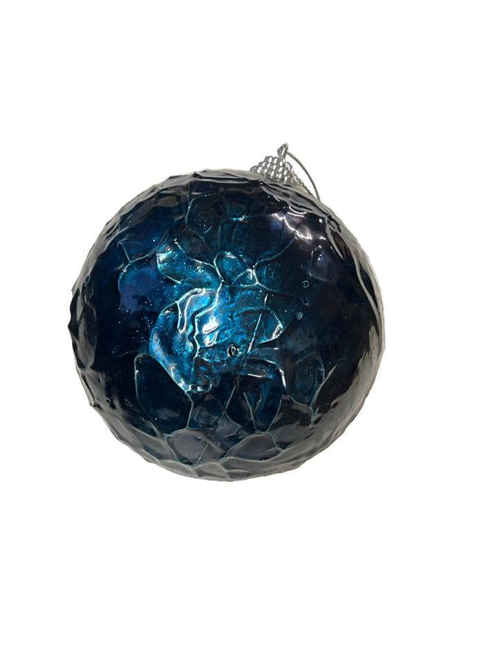 Midnight Blue Crinkle Foil Ball Ornament 4"