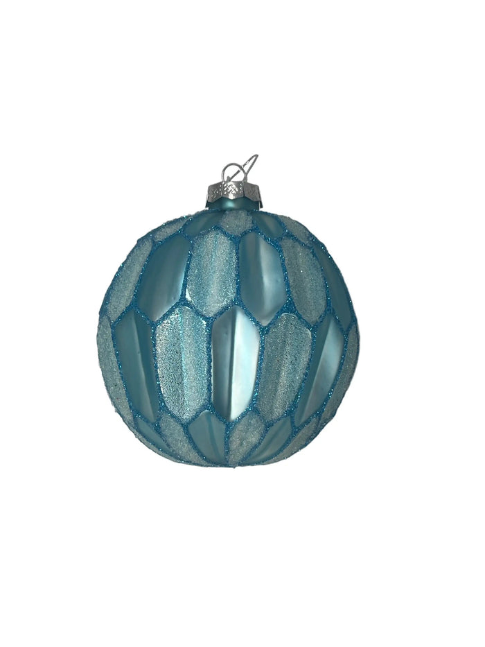 Glass Ball Ornament Grey-Blue 4”