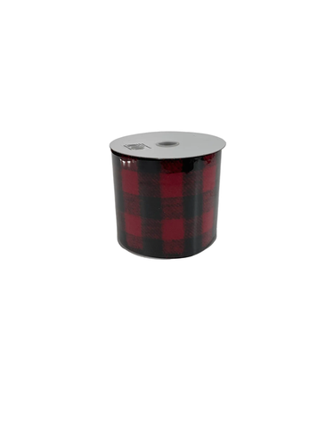 Jascotina Inc Felt Red/Black Buffalo Plaid Ribbon 4"W x 10yd - Ribbon