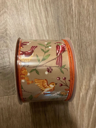 Craig Bachman Birds w/ Floral Branches Ribbon 2.5" x 10 Yd - Ribbons & Trim Ribbon
