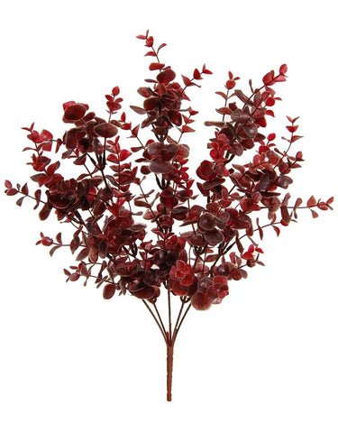 Greenhouse International Plastic Eucalyptus Bush Burgundy 18"H - Artificial Shrubs Silk