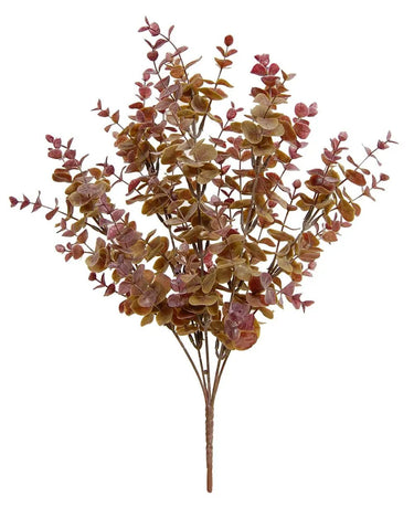 Greenhouse International Plastic Eucalyptus Bush Frosted Burgundy 18"H - Artificial Non-Flowering Plants Silk