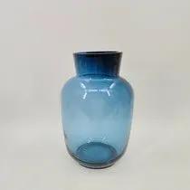Diamond Star Blue Glass Vase 6.3"D x 13.8"H - Vases Merchandise