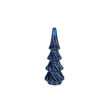 Blue glass Christmas tree by Diamond Star, 5.5 in diameter x 15 in tall