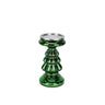 Green glass Christmas tree candle holder by Diamond Star, 4.5D x 8H.