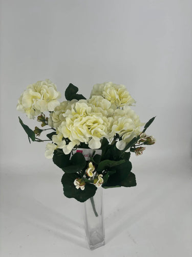 GSC Geranium Flower Bush x12 Cream - Artificial Flora Hanging Basket & Porch Pots