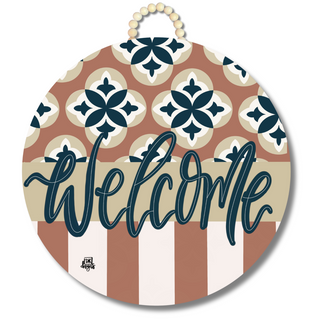 "Welcome" Chica Mocha Circle Door Hanger 23"