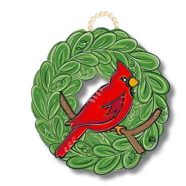 DK Designs Cardinal Wreath Circle Door Hanger - Decor Merchandise