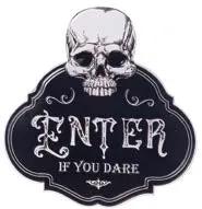 Special T Enamel Haunted Skulls "Enter if You Dare" Wall Sign 27"Wx11"H - Seasonal & Holiday Decorations Merchandise