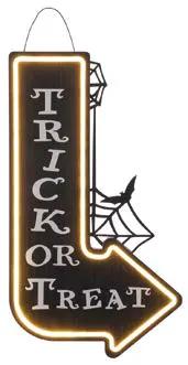 Special T Lit Wood Trick or Treat Hanging Sign - Seasonal & Holiday Decorations Merchandise
