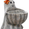 Resin ghost statue with bowl, gray stone finish, 18.5-in-tall