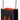 Metal jack-o-lantern container with handle; black body with orange pumpkin face cutouts.