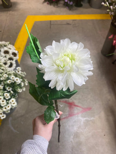 AmBest Dahlia Stem White 25" - Artificial Flowering Plants Silk