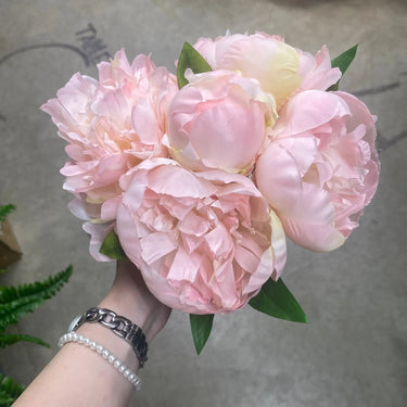 AmBest Peony Bundle Peach 10" - Artificial Flowering Plants Silk