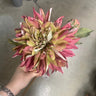 Direct Export Dried Dahlia Bud Stem Yellow-Pink - Artificial Flowering Plants Silk