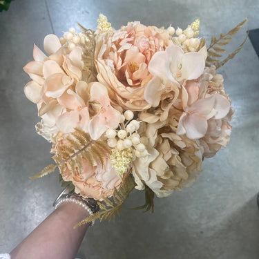Supreme Peony/Hydrangea Bouquet Soft Peach 14" - Uncategorized Silk