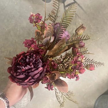 Le Fleur Peony Eucalyptus Bundle Burgundy 22" - Uncategorized Silk