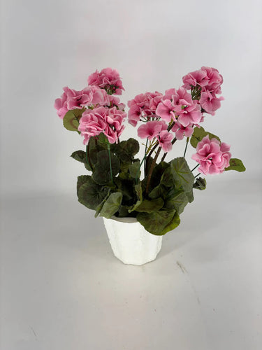 GSC Geranium Pink Potted Plant - Artificial Flora Hanging Basket & Porch Pots