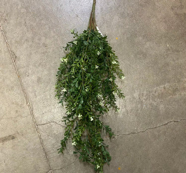 Le Fleur Green Boxwood Hanging Bush 24" - Artificial Non-Flowering Plants Silk