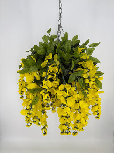 GSC Wisteria Yellow Hanging Basket - Artificial Flora Hanging Basket & Porch Pots