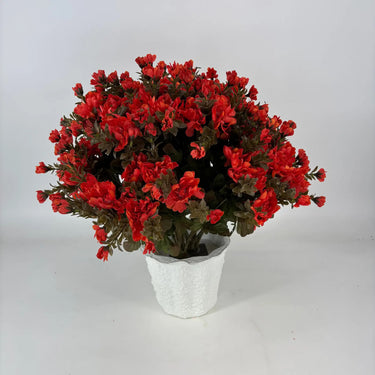 GSC Red/Orange Mum - Potted w/ 2 Bushes - Artificial Flora Hanging Basket & Porch Pots
