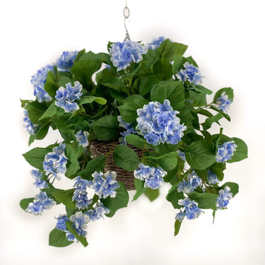 Regency UV Hydrangea Blue Hanging Basket - Artificial Flowering Plants Hanging Basket & Porch Pots