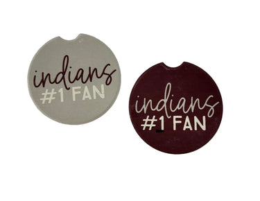 Sincere Surroundings Indians #1 Fan Car Coaster (Set of 2) - Coasters Merchandise