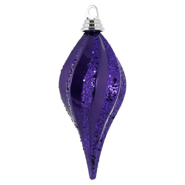 Vickerman Plum Candy Glitter Swirl Drop Ornament 8'' - Holiday Ornaments Merchandise