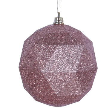 Vickerman Café Latte Glitter Geometric Ball Ornament 6" (Bag of 4) - Holiday Ornaments Merchandise