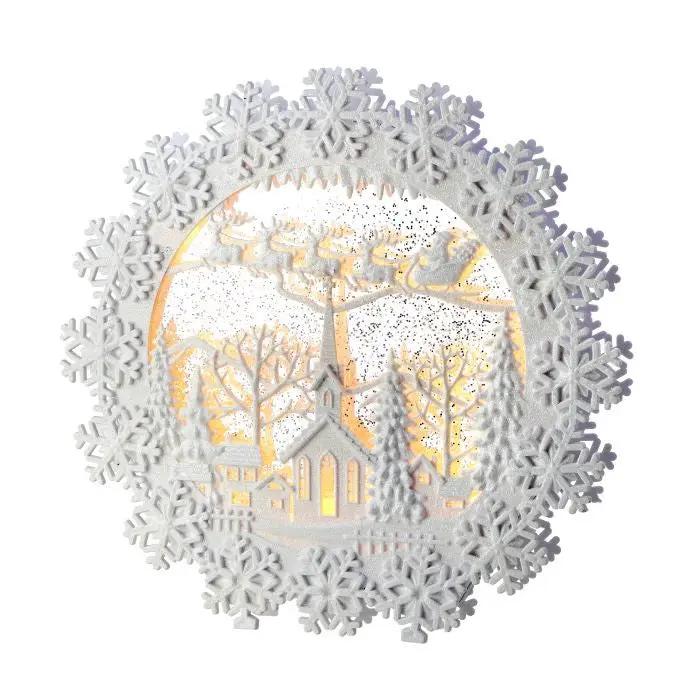 LED Snowflake Wreath Water Globe USB/BO with Timer 12"