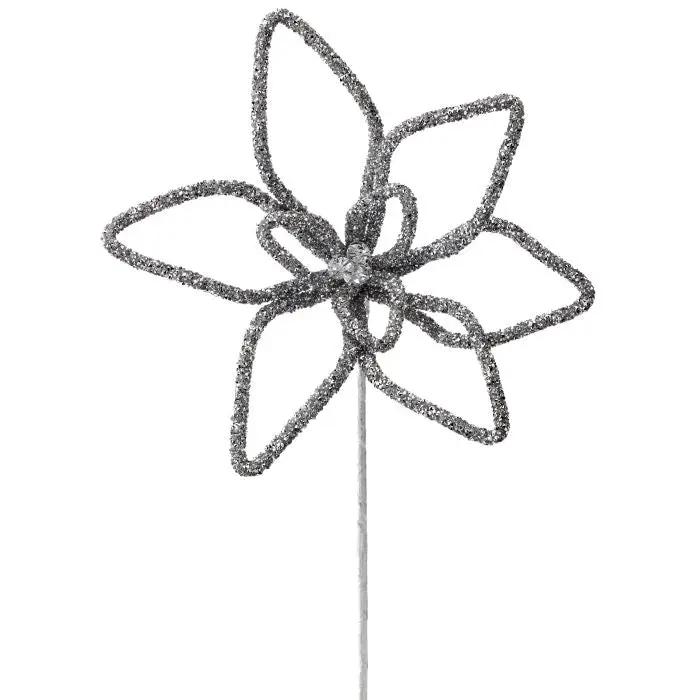 Micro Beaded Poinsettia Stem 18"