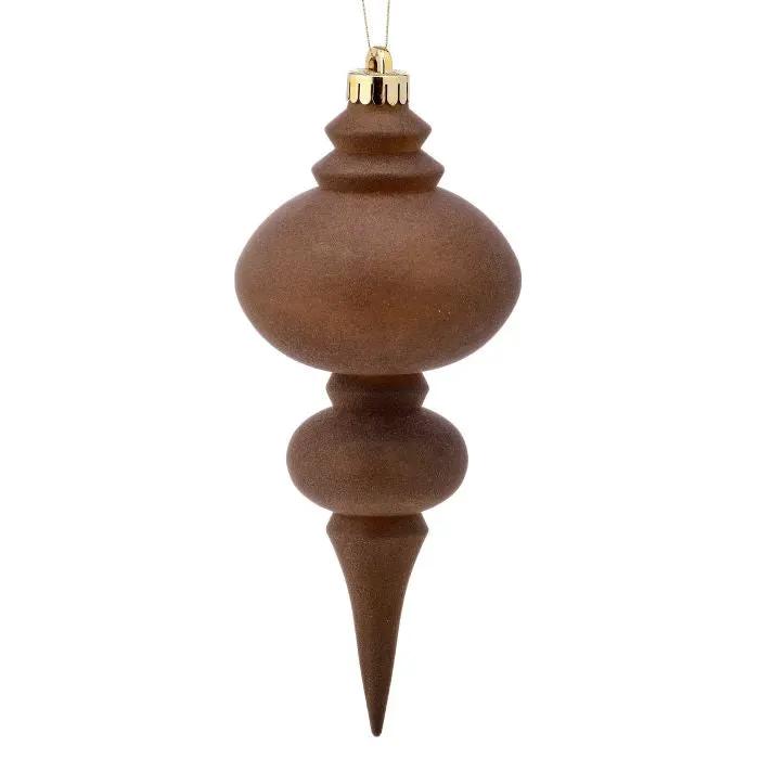 Flocked Brown Finial 10"